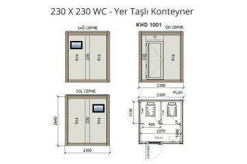 KW2 230X230 WC – Yer Taşlı Konteyner